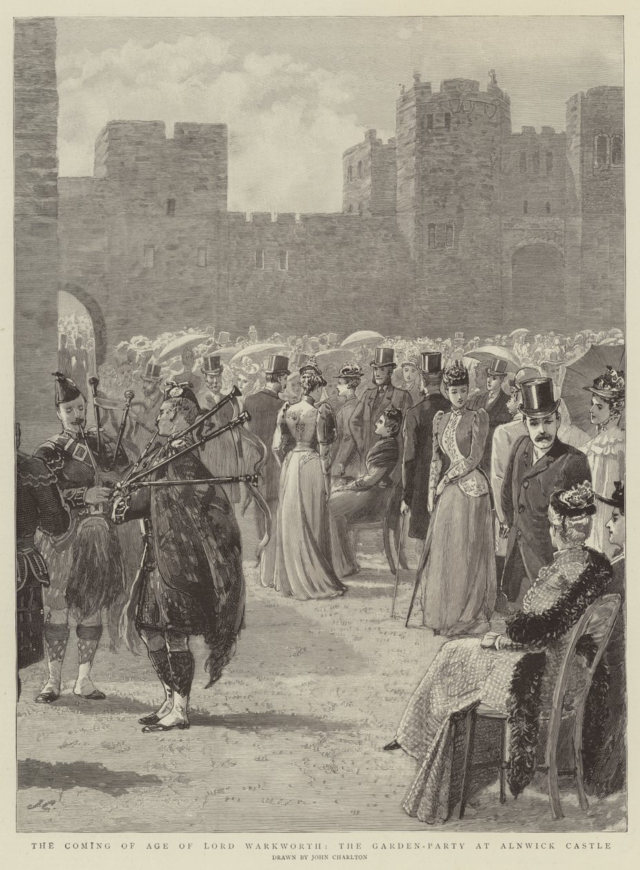 Die Volljährigkeit von Lord Warkworth, die Gartenparty im Alnwick Castle von John Charlton