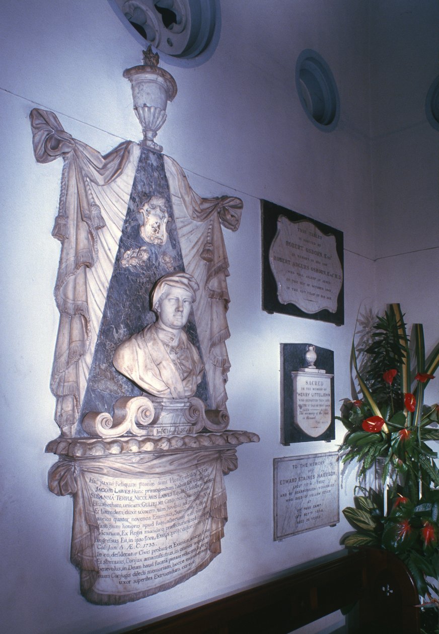 Denkmal für James Lawes (Marmor) von John Cheere