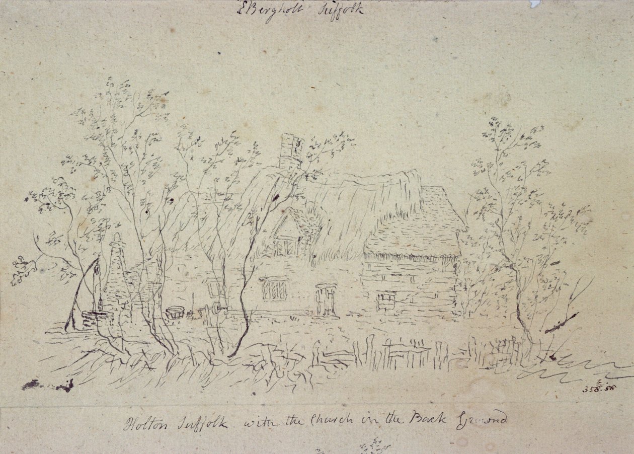 Hütte in East Bergholt, mit einem Brunnen von John Constable