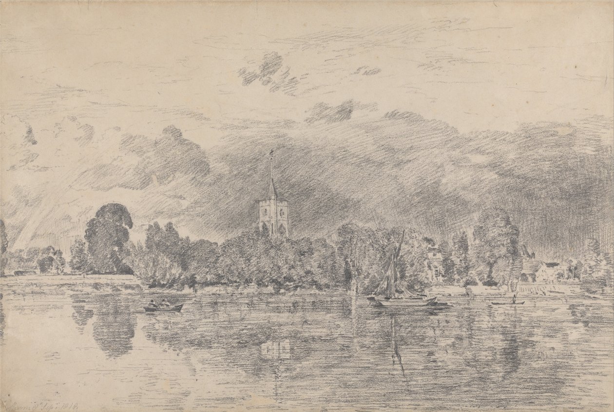 Fulham Kirche vom anderen Ufer des Flusses von John Constable