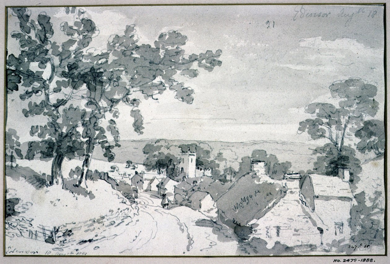 Der Eingang zum Dorf Edensor, 1801 von John Constable