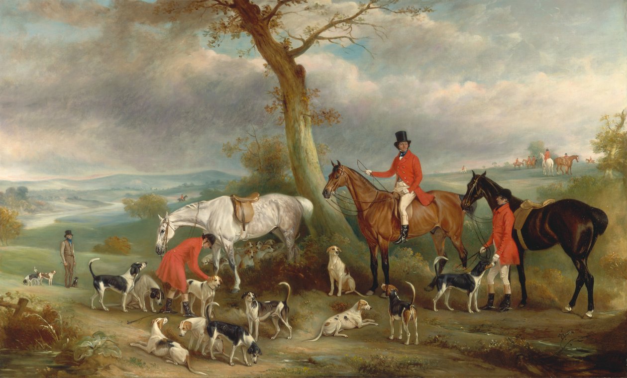 Thomas Wilkinson, M.F.H., mit den Hurworth Foxhounds von John E. Ferneley