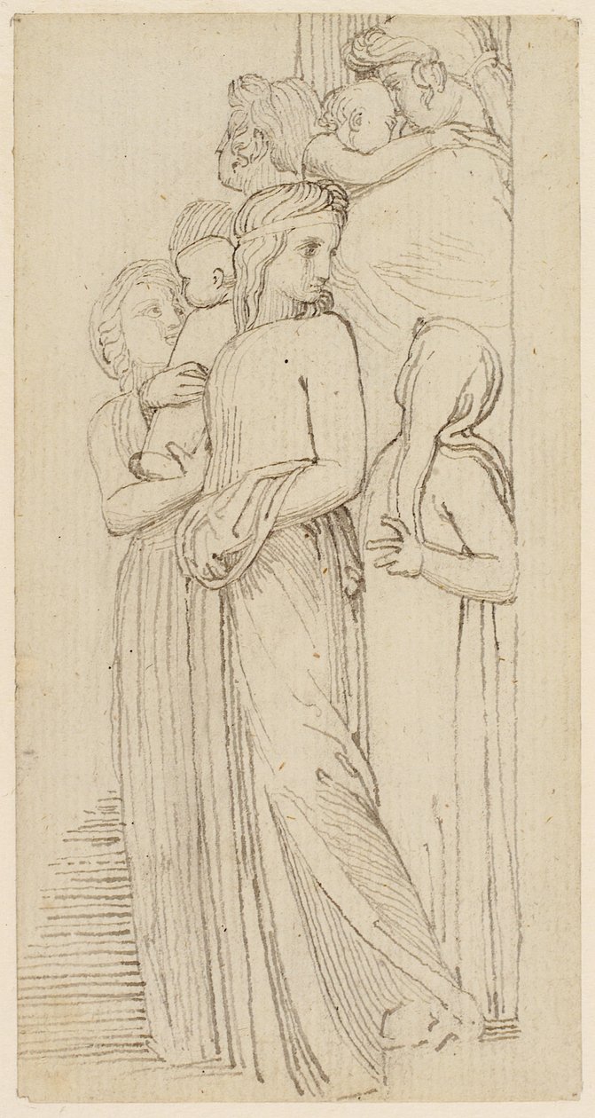 Eine Gruppe von Frauen und Kindern in einer Türöffnung von John Flaxman
