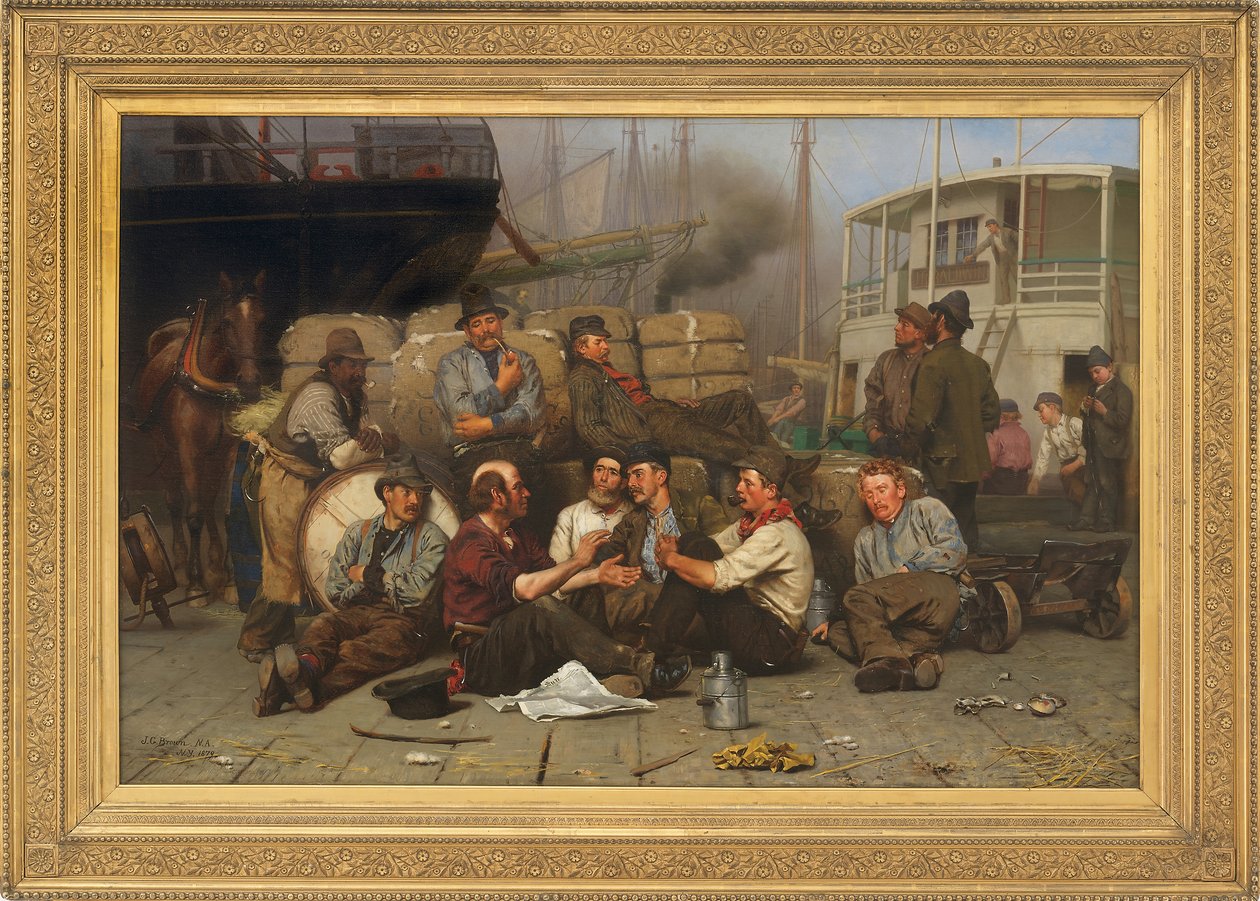 Mittagspause der Hafenarbeiter, 1879 von John George Brown