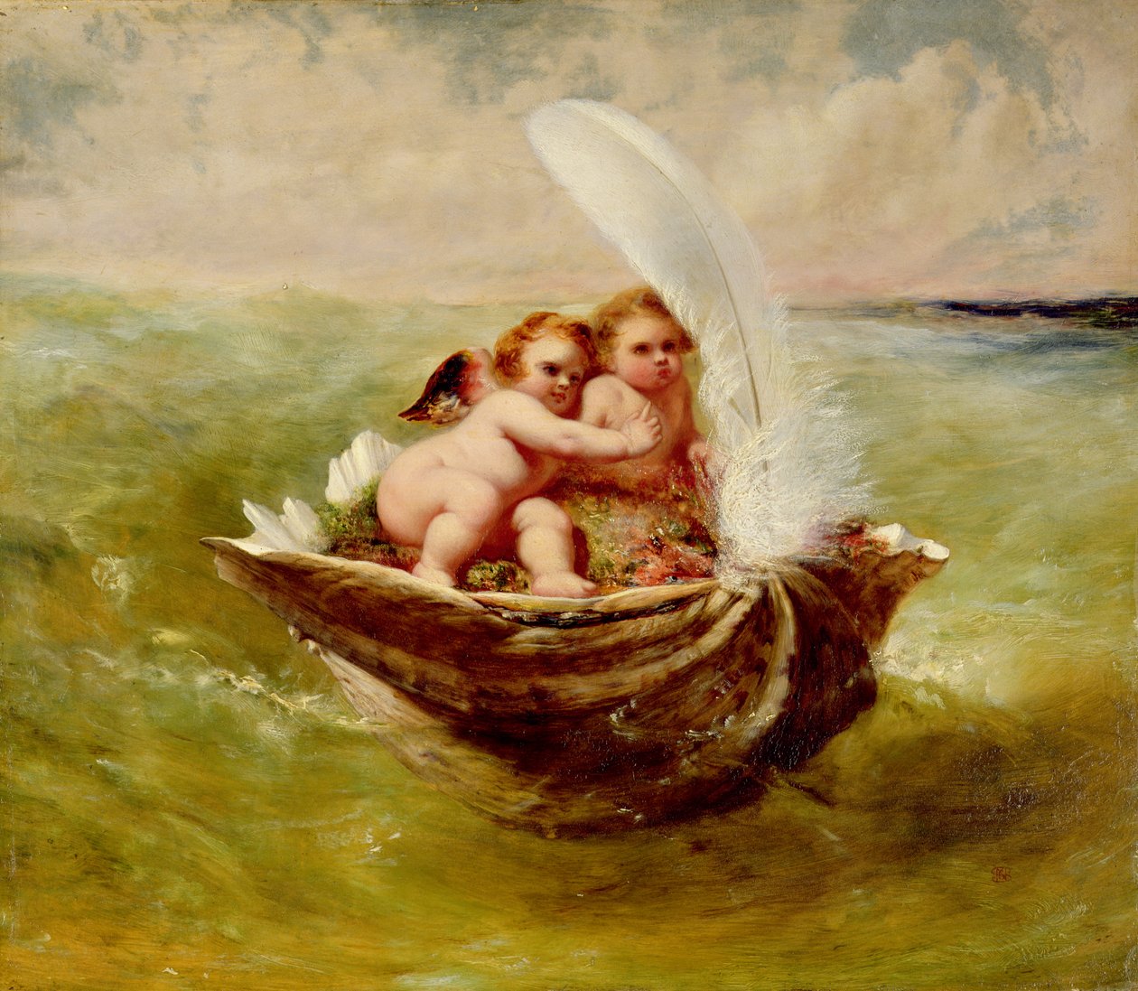 Amor in einer Muschel, ca. 1855-59 von John George Naish