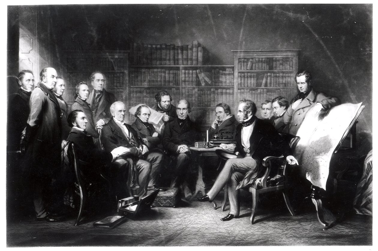 Das Aberdeen-Kabinett, Entscheidung über die Expedition auf die Krim, graviert von William Walker von John Gilbert