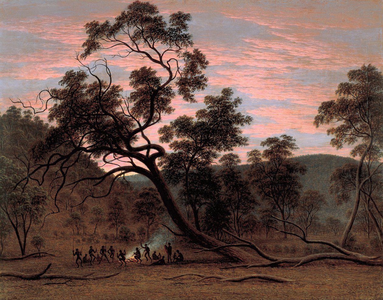 Ein Corroboree von Eingeborenen in Mills Plains von John Glover