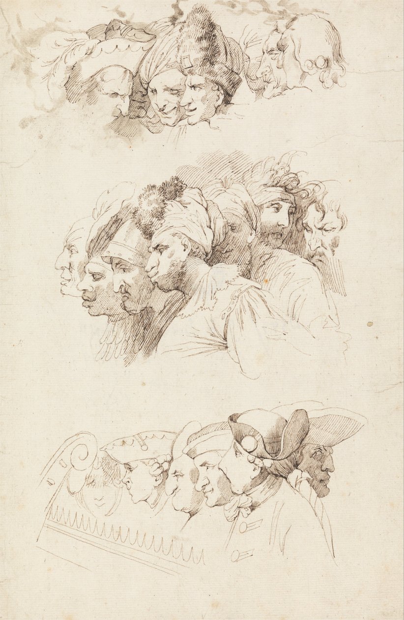Studien von Kopfgruppen von John Hamilton Mortimer