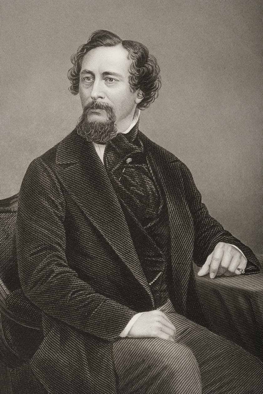 Charles John Huffam Dickens, graviert von D.J. Pound nach einem Foto, aus 