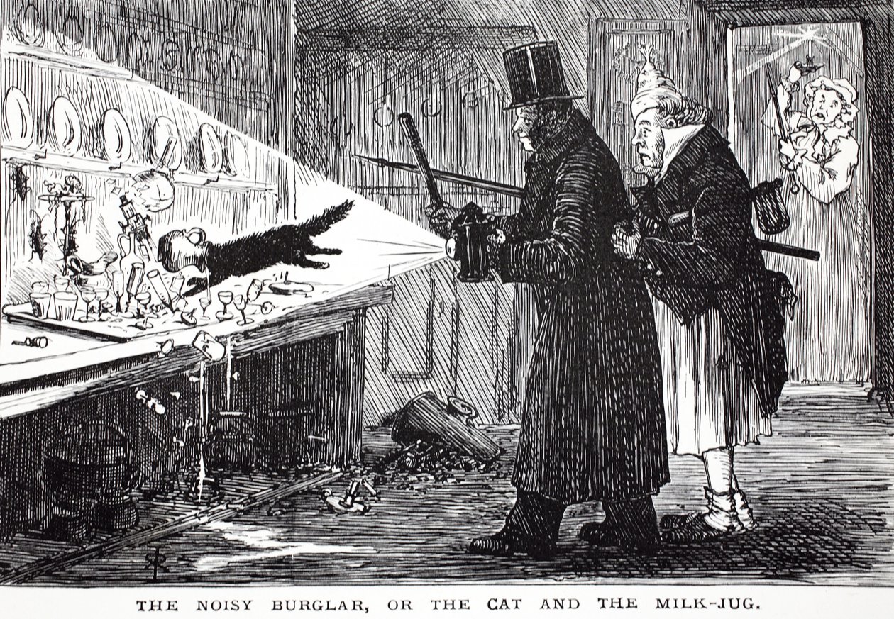 Der laute Einbrecher oder die Katze und der Milchtopf von John Leech