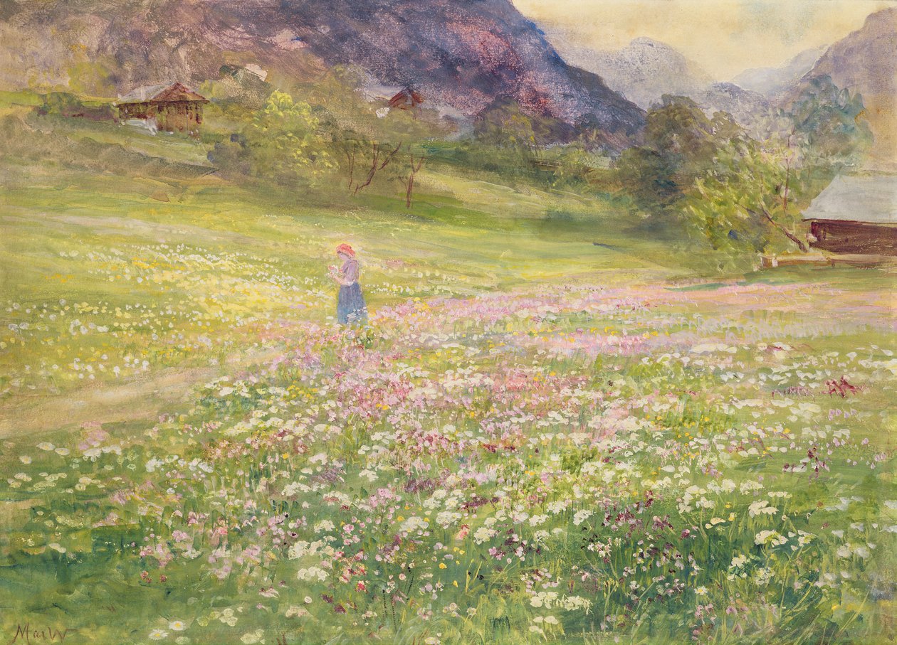 Mädchen in einem Mohnfeld von John MacWhirter