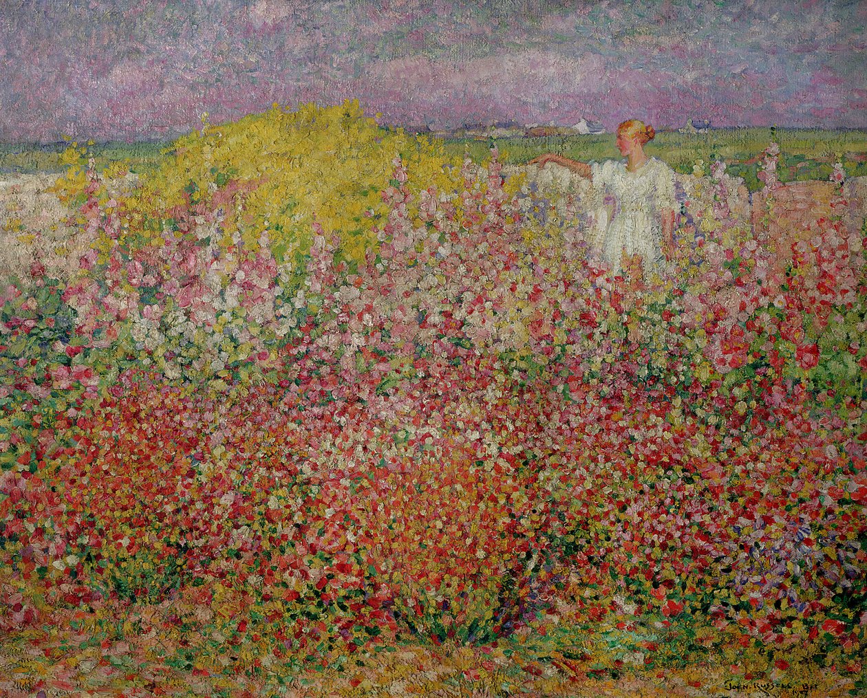 Mrs. Russell unter den Blumen auf Belle Isle, 1927 von John Russell