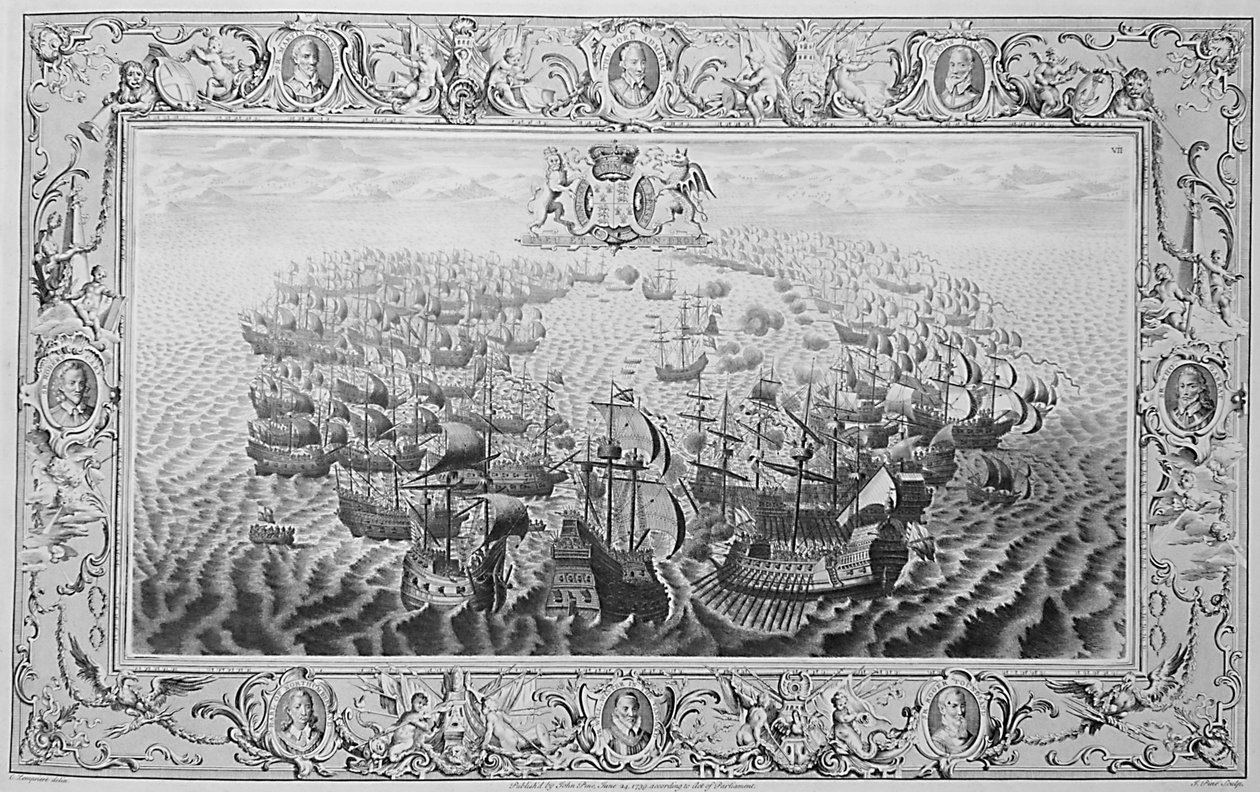 Armada (Gravur von einem Wandteppich), 1739 von John Pine