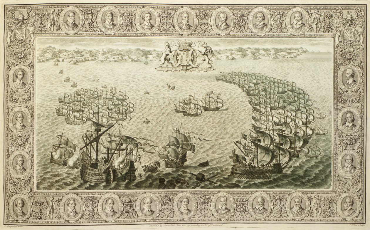 Armada (Gravur von einem Wandteppich), 1739 von John Pine