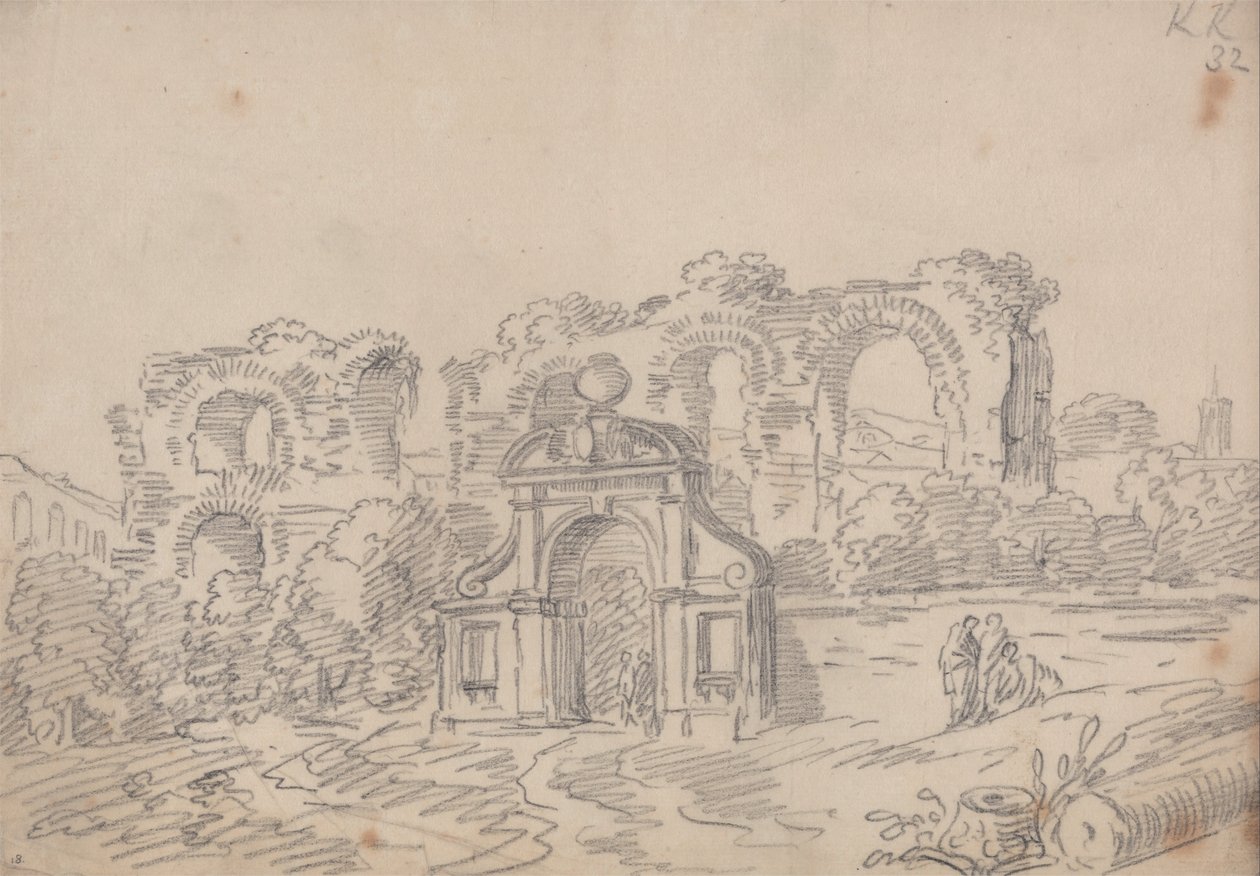 Barocker Bogen und römische Aquäduktruinen von John Robert Cozens