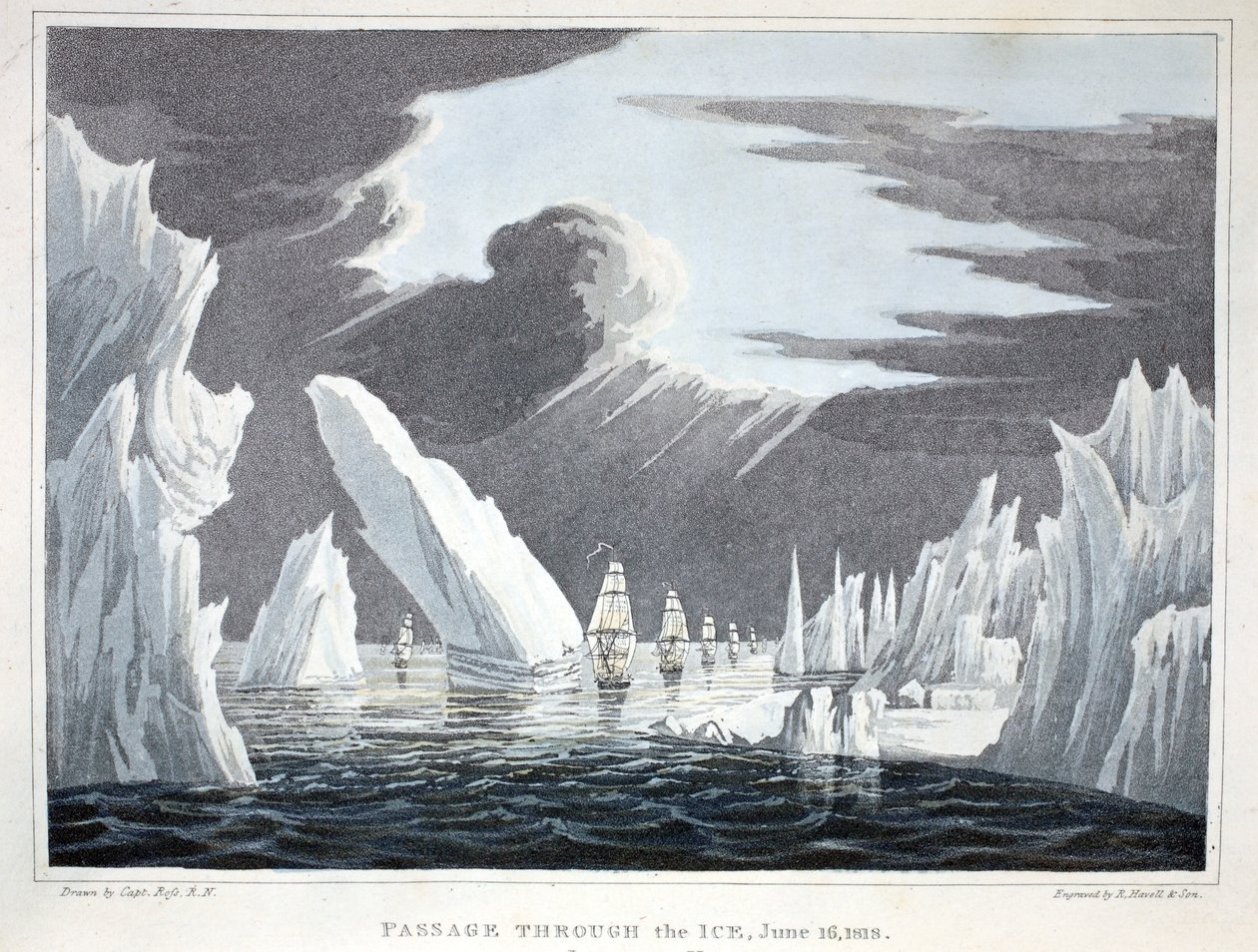 Durchfahrt durch das Eis, 16. Juni 1818, Illustration aus 