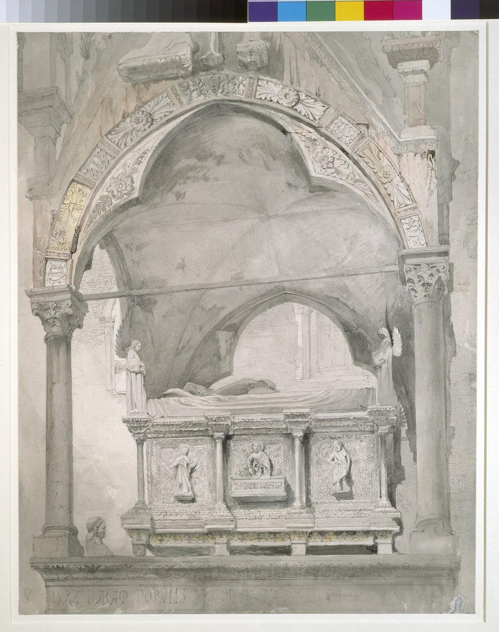 Studie für (Detail) des Sarkophags und Baldachins des Grabes von Mastino II della Scala in Verona, 1852 von John Ruskin