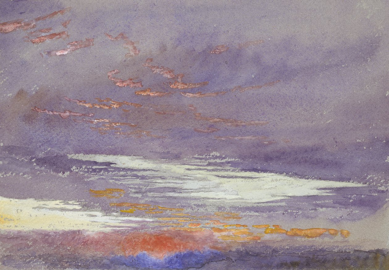 Studie der Morgendämmerung: lila Wolken, März 1868 von John Ruskin