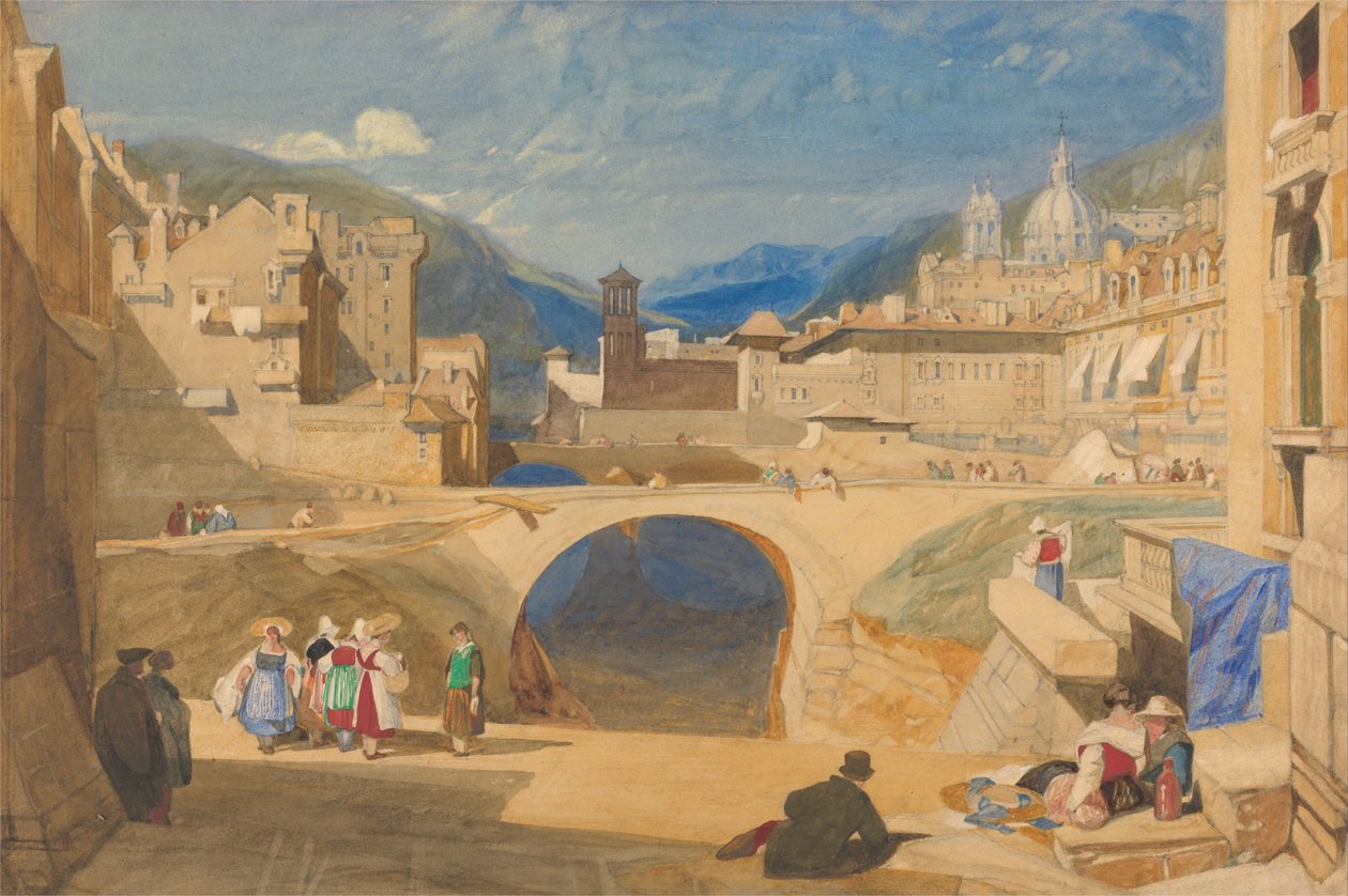 Brücke in einer kontinentalen Stadt von John Sell Cotman