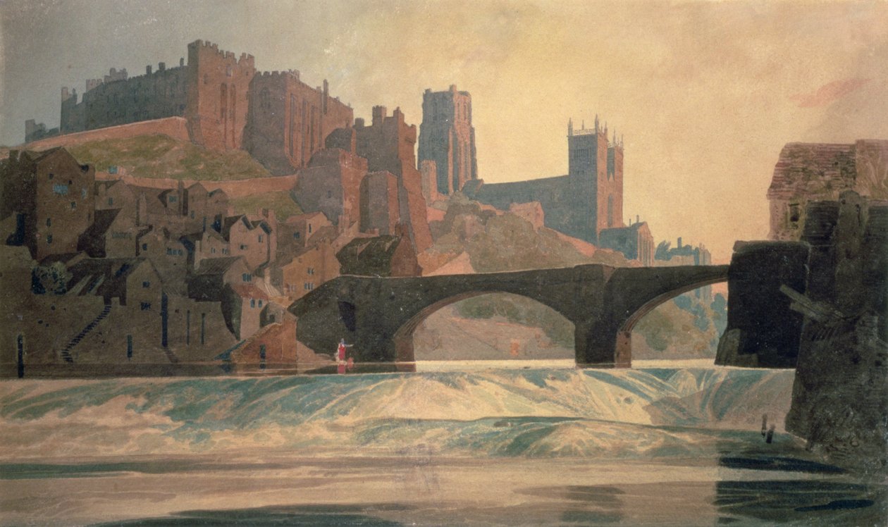 Durham Castle und Kathedrale, ca. 1809-10 von John Sell Cotman