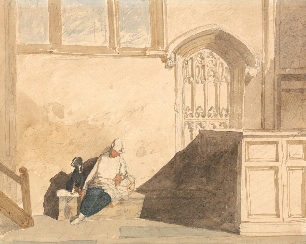 Botenjunge schläft in einer Kirche von John Sell Cotman