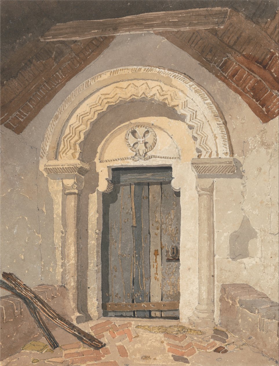 Normannisches Portal, Tottenhill Church, Norfolk von John Sell Cotman