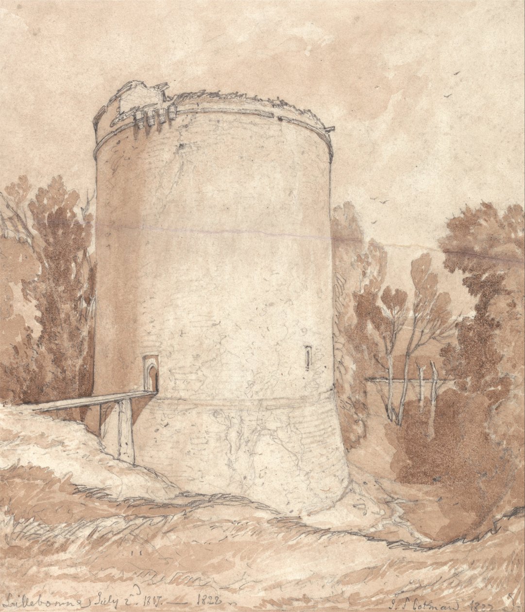 Runder Turm, Schloss von Lillebonne, Normandie von John Sell Cotman