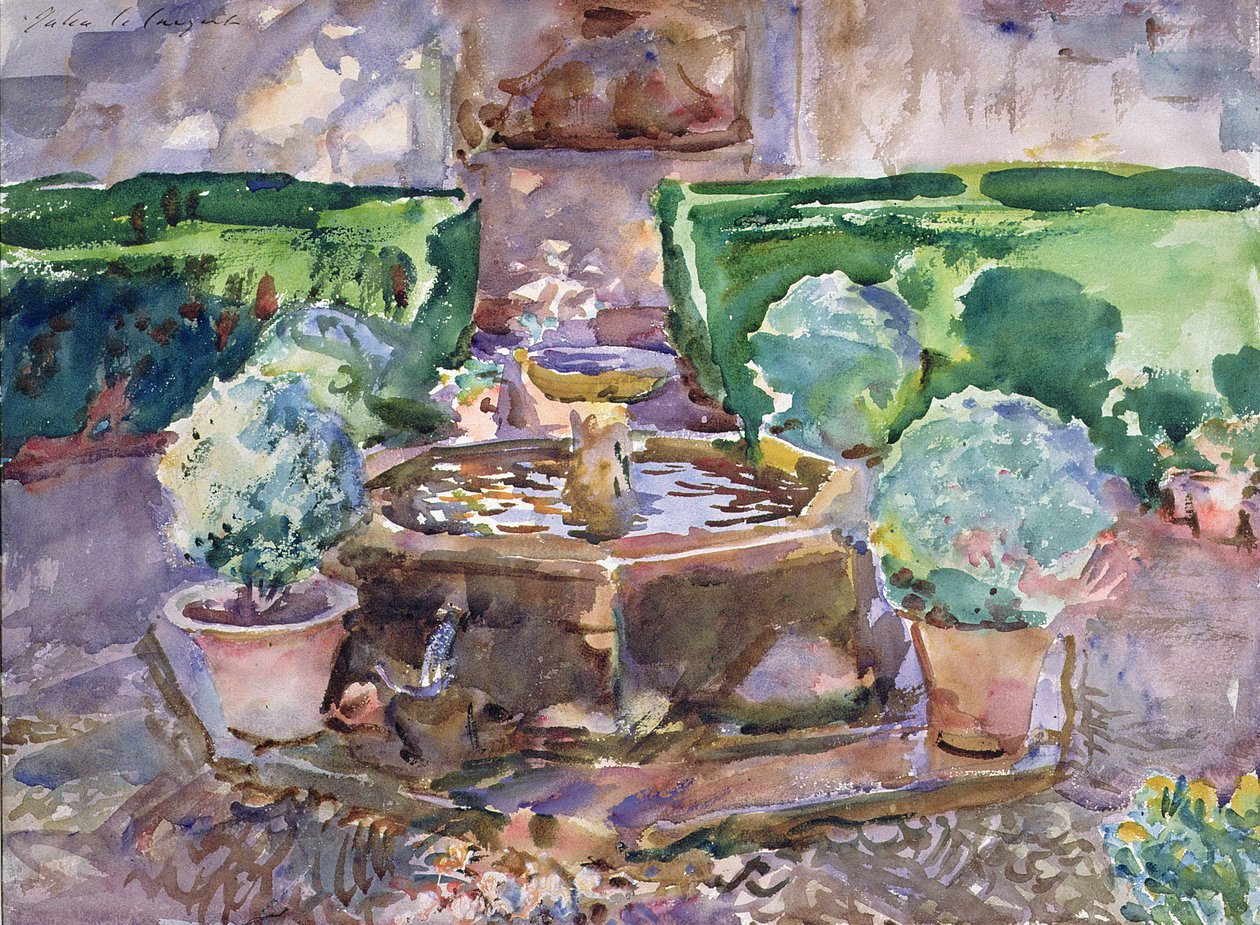 Brunnen im Generalife, Granada von John Singer Sargent