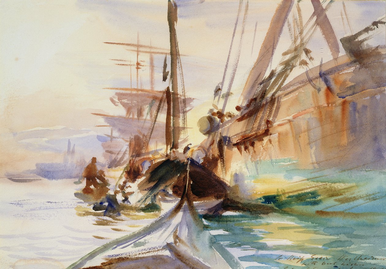 Entladen von Booten in Venedig, 1904 von John Singer Sargent