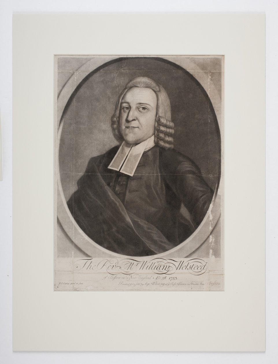Der Rev. Mr. William Welsteed aus Boston, Neuengland, um 1753 (Mezzotint) von John Singleton Copley