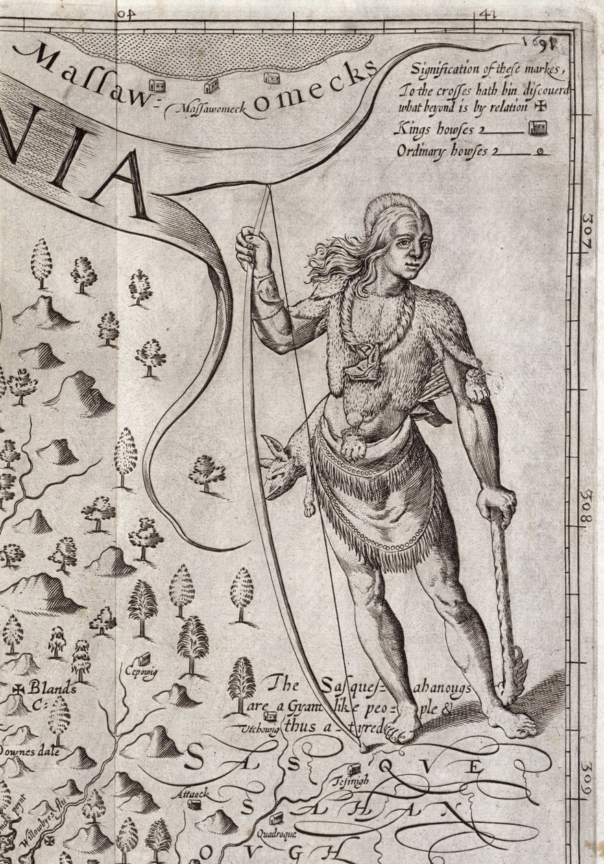 Susquehannock-Krieger (Detail) von John Smith 2