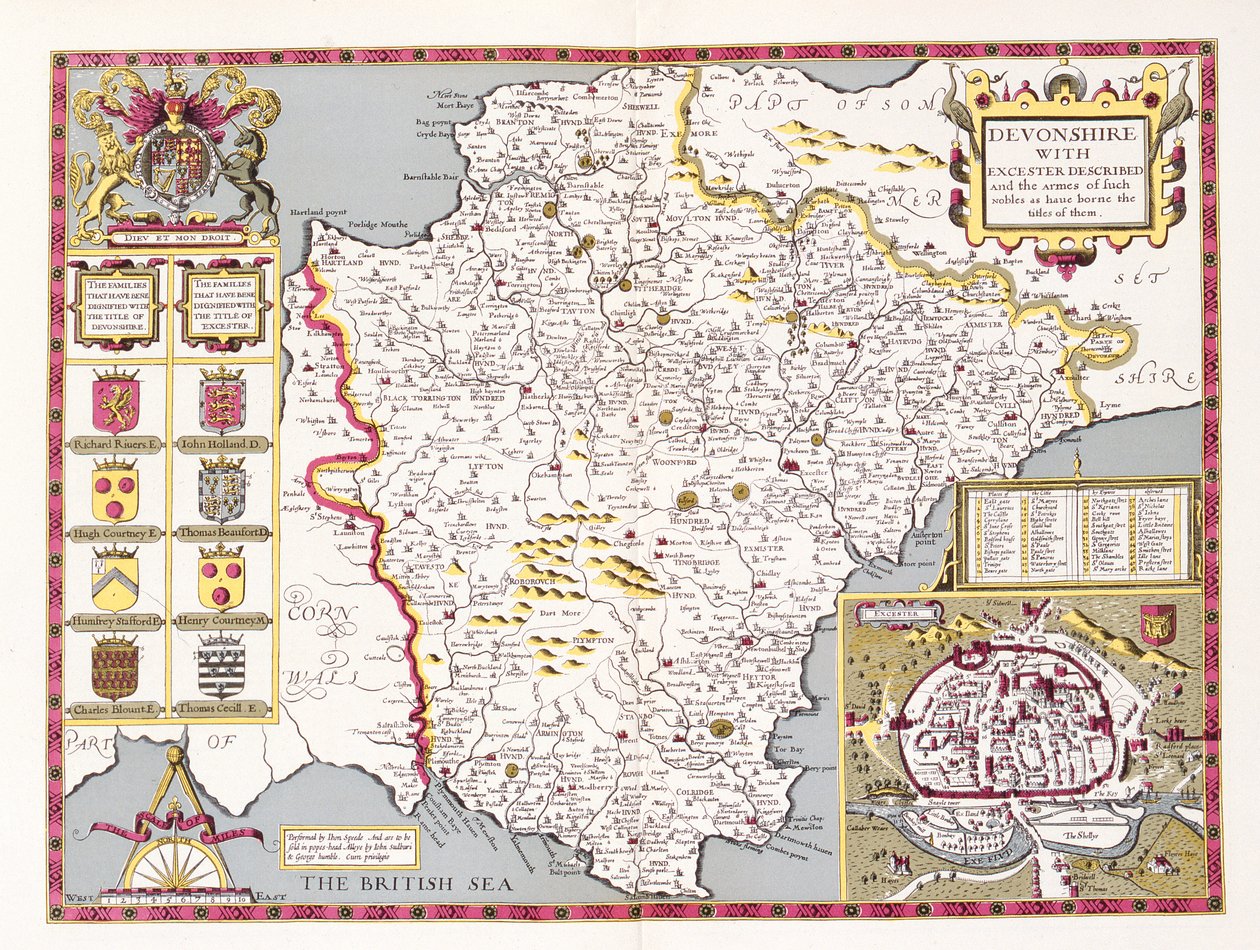 Devonshire, graviert von Jodocus Hondius (1563-1612) aus John Speed