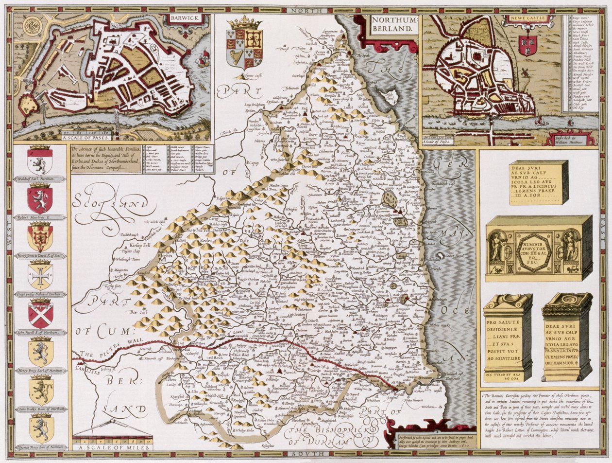 Northumberland, graviert von Jodocus Hondius (1563-1612) aus John Speed