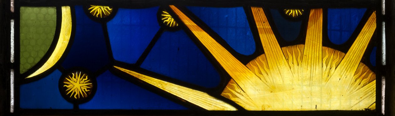 Sonne und Mond, Schöpfung, Te Deum, Ostfenster von John William Brown