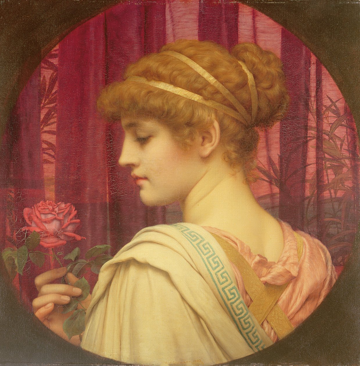 Mädchen mit roter Rose von John William Godward