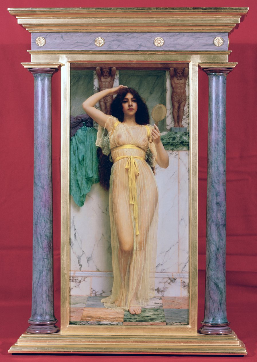 Mädchen mit Spiegel, 1892 von John William Godward