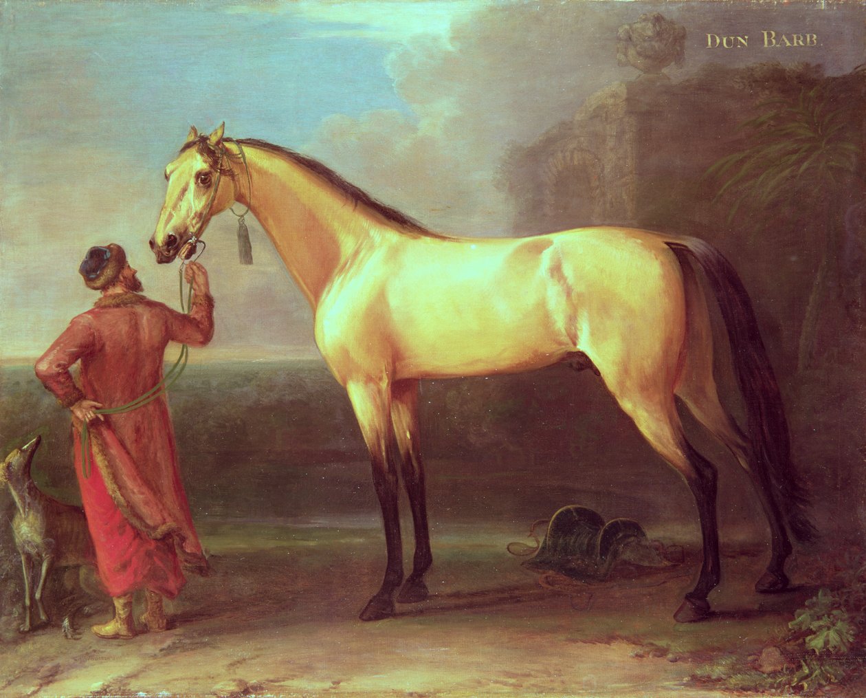 Dun Barb (Pferd und arabischer Groom) von John Wootton