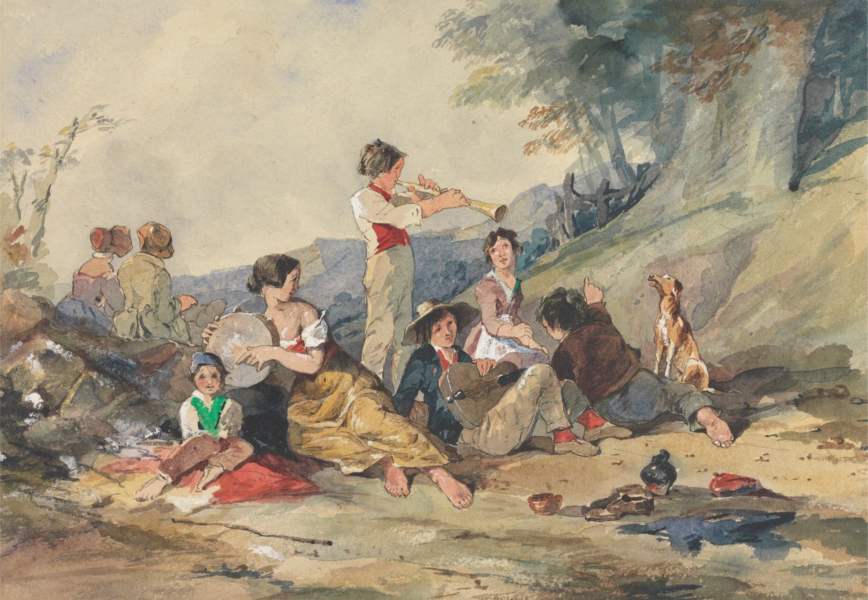 Gruppe von Bauern mit Musikinstrumenten von John Absolon