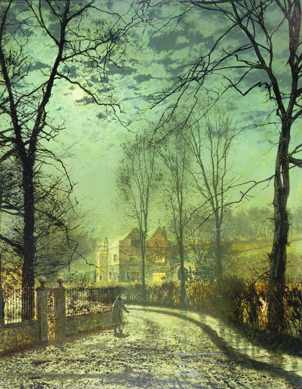 Eine mondbeschienene Straße, 19. Jahrhundert von John Atkinson Grimshaw