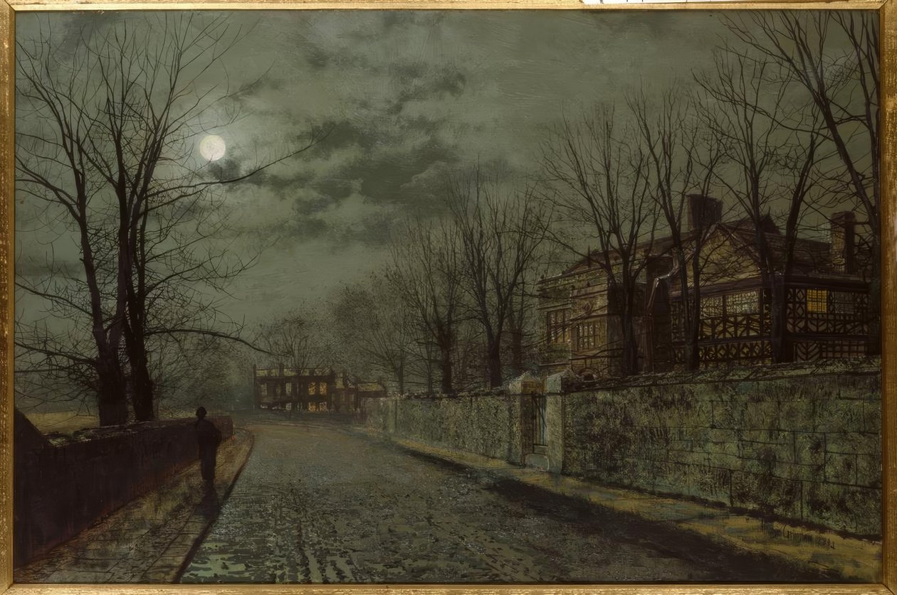 J.A.Grimshaw, Eine Straße in Cheshire / Gemälde, 1883 von John Atkinson Grimshaw