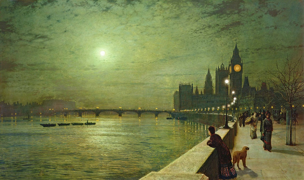 Reflexionen auf der Themse, Westminster von John Atkinson Grimshaw