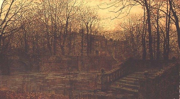 Das wasserumgebene Gehöft von John Atkinson Grimshaw