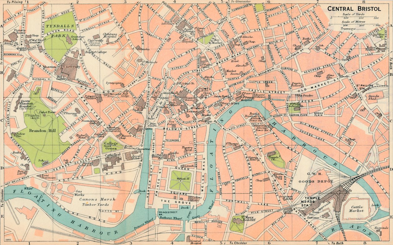 Zentral-Bristol, 20. Jahrhundert von John Bartholomew