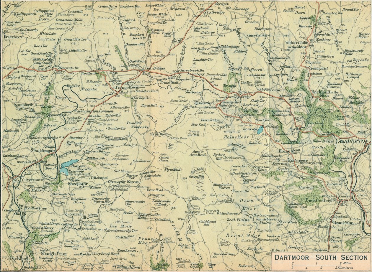 Dartmoor - Südlicher Abschnitt, 20. Jahrhundert von John Bartholomew
