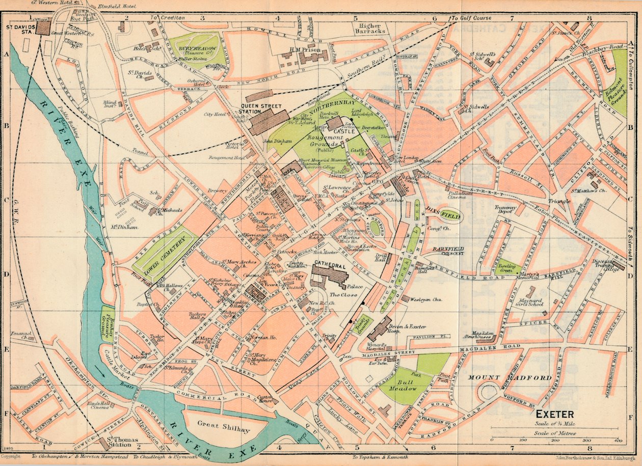 Exeter, 20. Jahrhundert von John Bartholomew