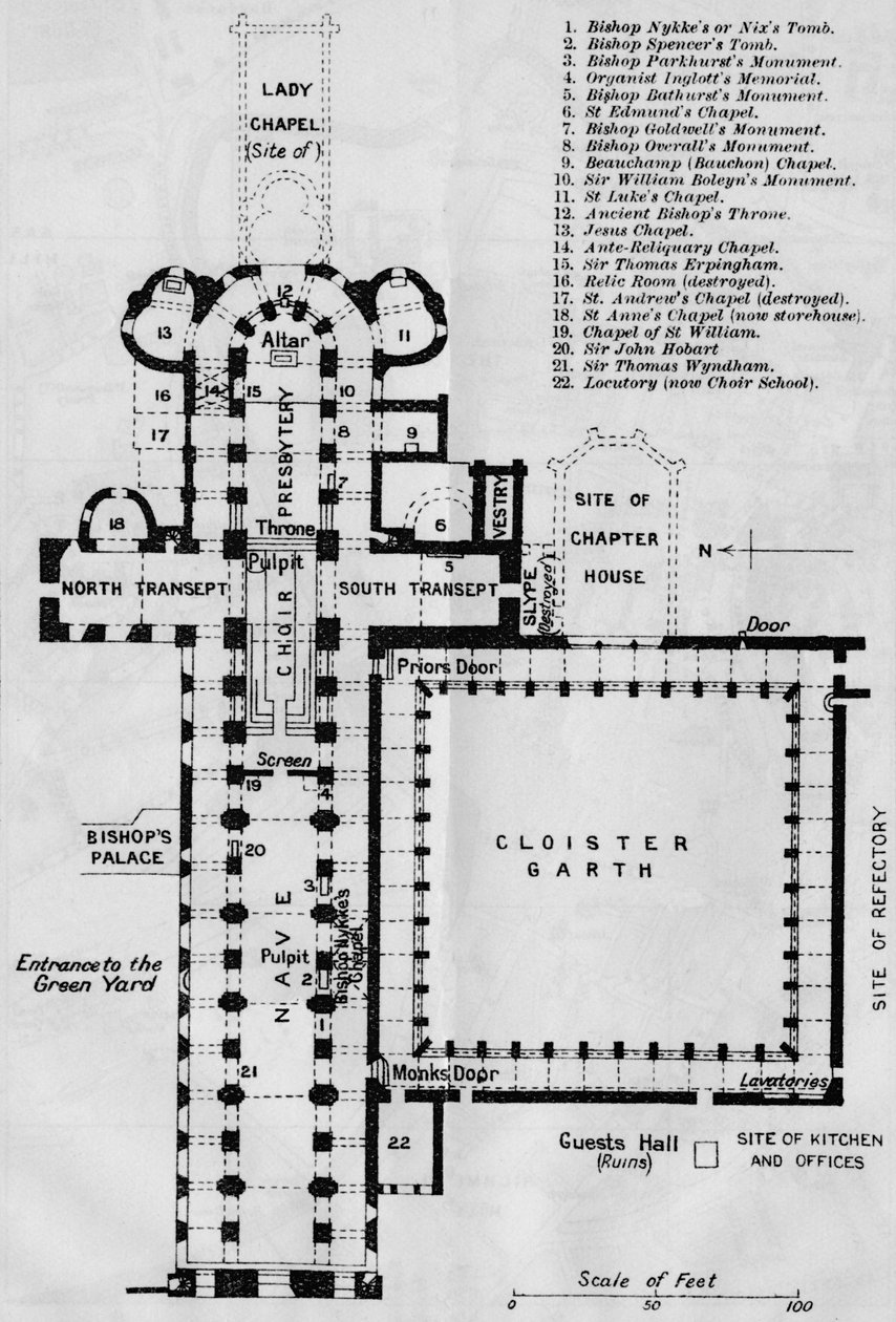 Kathedrale von Norwich, 20. Jahrhundert von John Bartholomew