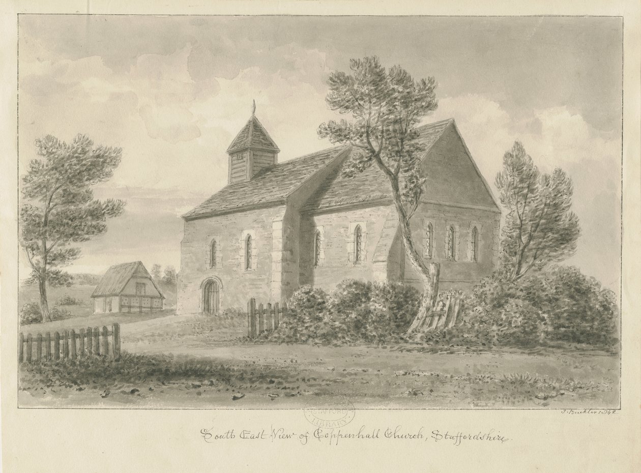 Coppenhall Kirche: Sepia-Zeichnung von John Buckler
