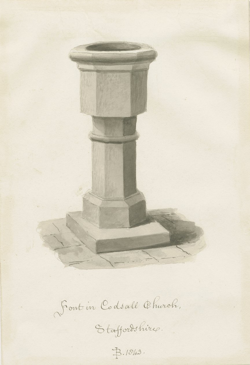 Taufbecken in der Codsall Kirche von John Buckler
