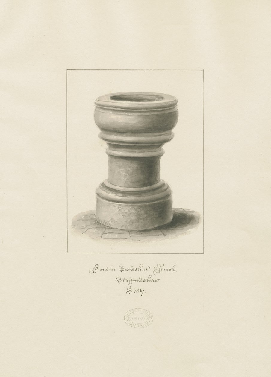 Taufbecken in der Eccleshall Kirche von John Buckler