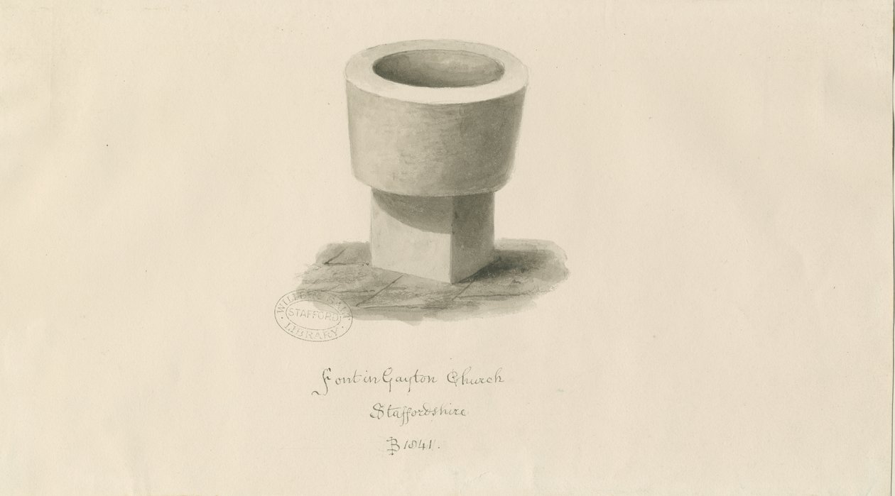 Taufbecken in der Gayton Kirche von John Buckler
